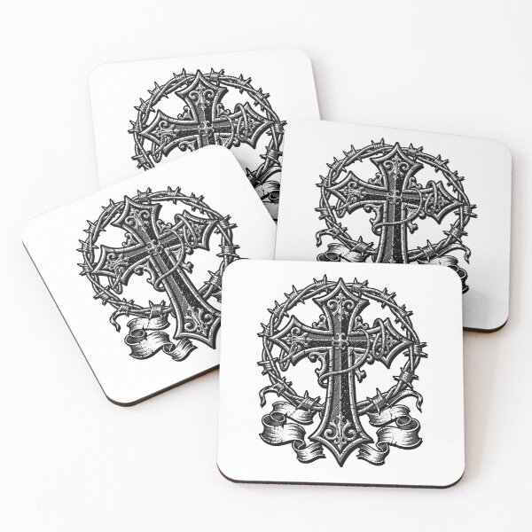 Item preview, Ornate Barbed Wire Cross Grunge Edgy Art designed and sold by Romgora.