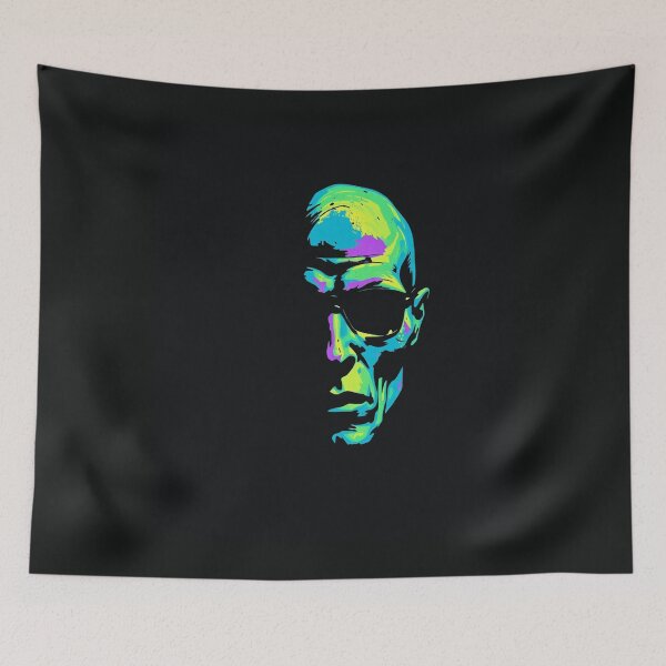 Item preview, Neon Neon Noir Cyber Agent - Futuristic Sunglasses Portrait designed and sold by ERODED SELF.