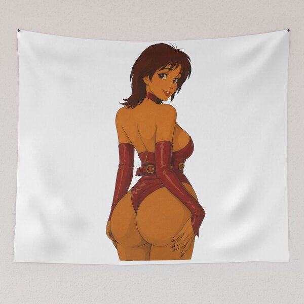 Aperçu de l'œuvre Pin-up rétro de dessin animé – Bombe en cuir rouge créée et vendue par Hollow Moon Studios..