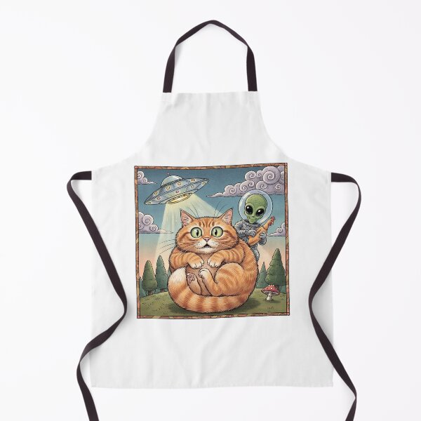 Item preview, Funny Orange Cat UFO Alien Abduction - Cute Chonky Cat Art designed and sold by SundayFunniesCo.