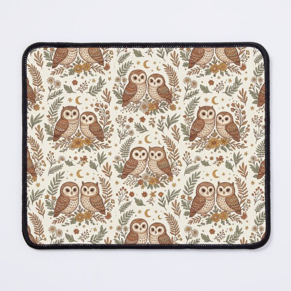 Item preview, Cute Owl Pattern – Whimsical Bohemian Owls with Flowers, Stars & Leaves designed and sold by Ink Matrix.