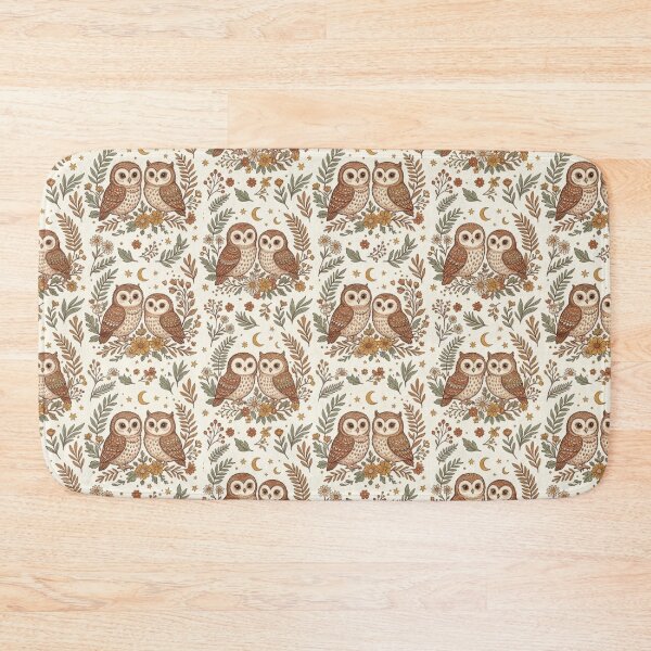 Item preview, Cute Owl Pattern – Whimsical Bohemian Owls with Flowers, Stars & Leaves designed and sold by Ink Matrix.
