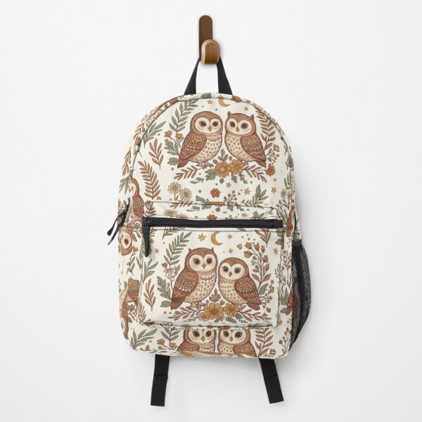 Item preview, Cute Owl Pattern – Whimsical Bohemian Owls with Flowers, Stars & Leaves designed and sold by Ink Matrix.