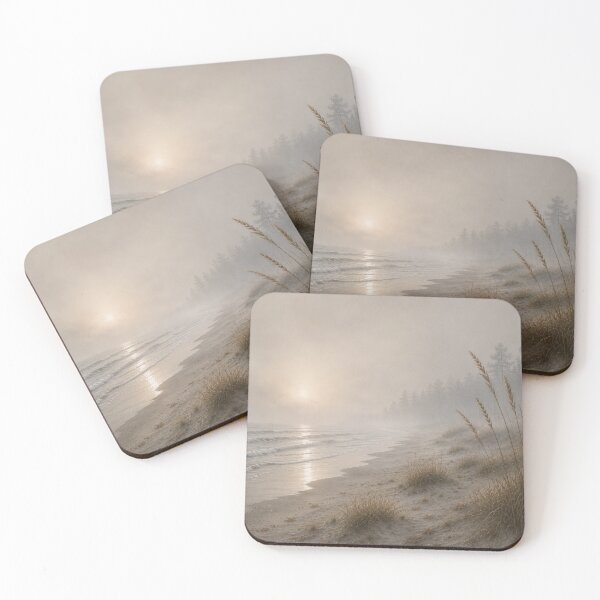 Item preview, Foggy Autumn Shore Watercolor Coastal Landscape designed and sold by TheSlowShore.