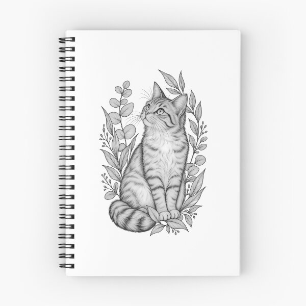 Item preview, Elegant Tabby Cat & Botanical Foliage — Minimal Line Art designed and sold by Tee Visions.