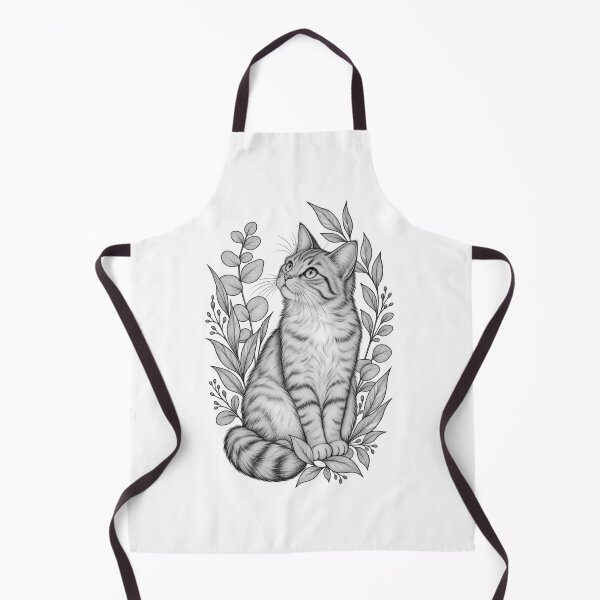 Item preview, Elegant Tabby Cat & Botanical Foliage — Minimal Line Art designed and sold by Tee Visions.