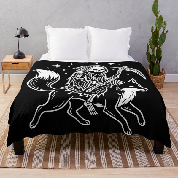 Item preview, Grim Reaper Riding Wolf Dark Line Art Illustration designed and sold by Amir Faysal.