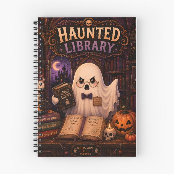 Item preview, Haunted Library Halloween Poster – Ghost Librarian, Spooky Books & Gothic Witchcore Wall Art designed and sold by OlgaLuna_design.