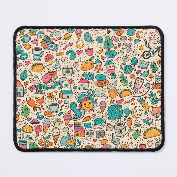 Item preview, Whimsical Colorful Cute Doodle Character Seamless Pattern designed and sold by ART ATTACK ZONE.