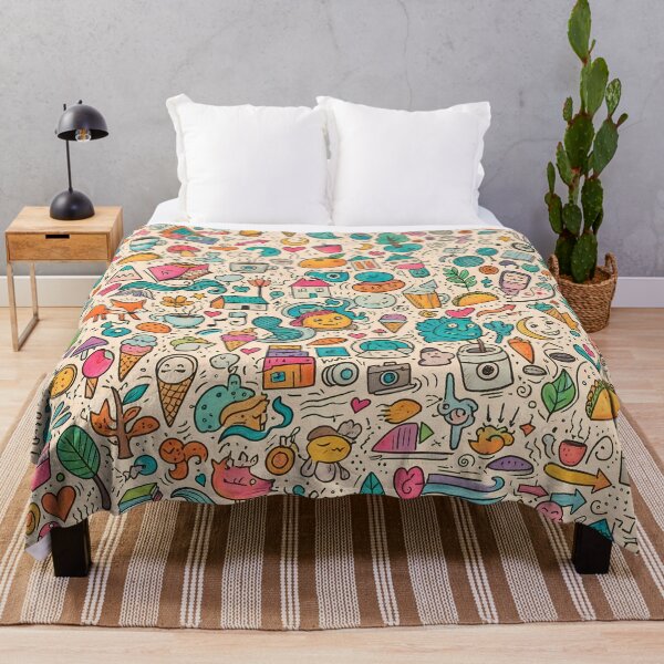 Item preview, Whimsical Colorful Cute Doodle Character Seamless Pattern designed and sold by ART ATTACK ZONE.