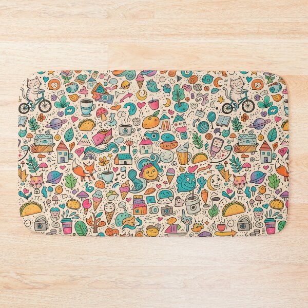 Item preview, Whimsical Colorful Cute Doodle Character Seamless Pattern designed and sold by ART ATTACK ZONE.