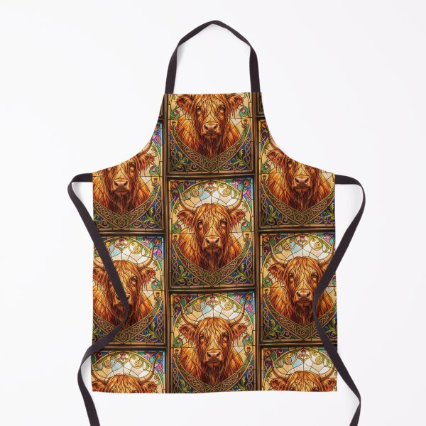 Item preview, Highland Cow Stained Glass Celtic Thistle designed and sold by pinkal.