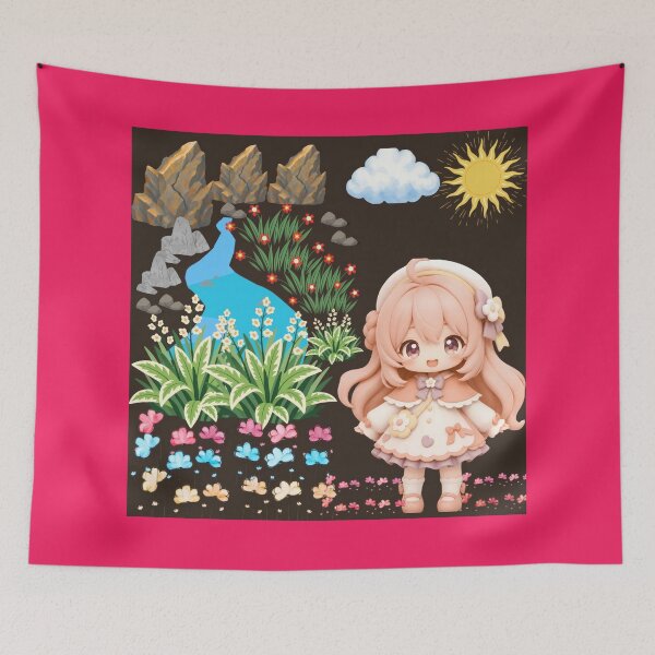 Item preview, Chibi Anime Girl in Enchanted Spring Meadow Art designed and sold by Azurart2.