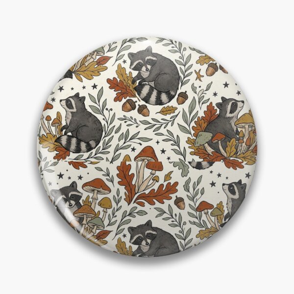 Item preview, Cute Raccoon Pattern – Whimsical Woodland Animals with Flowers & Leaves designed and sold by Ink Matrix.