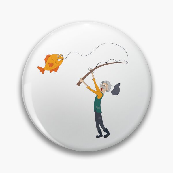 Item preview, Funny Surprised Fisherman Catching a Big Fish designed and sold by AnnaDesertArt.