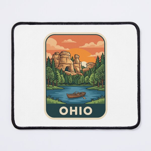 Item preview, Retro Ohio River Rock Formations Vintage Travel Graphic designed and sold by Paper Drip.