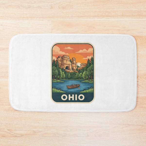 Item preview, Retro Ohio River Rock Formations Vintage Travel Graphic designed and sold by Paper Drip.