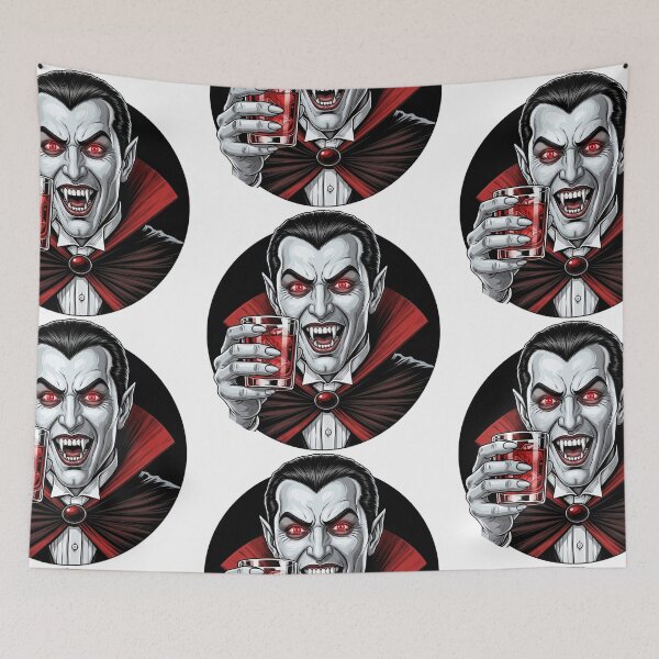 Item preview, Vampire Dracula drinking blood cocktail - Gothic horror illustration designed and sold by Polarisofficial.