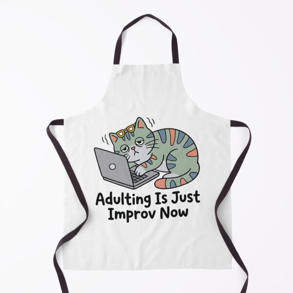 Item preview, Adulting Is Just Improv Now Tired Cat Laptop Funny Office Work Sarcastic Quote designed and sold by raedattia.