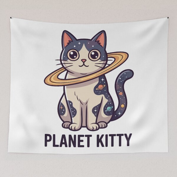 Item preview, Planet Kitty Galaxy Space Cat Saturn Ring designed and sold by Amir Faysal.