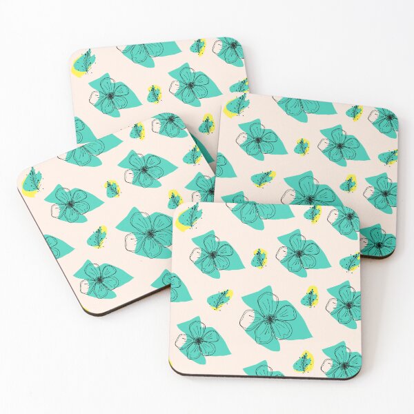 Item preview, Turquoise Bloom – Contemporary Hand-Drawn Floral Pattern designed and sold by GDArt Studio.