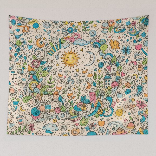 Item preview, 1 Whimsical Colorful Cute Doodle Character Seamless Pattern designed and sold by ART ATTACK ZONE.