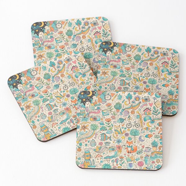 Item preview, 2 Whimsical Colorful Cute Doodle Character Seamless Pattern designed and sold by ART ATTACK ZONE.