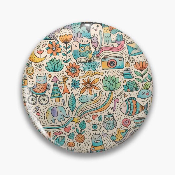 Item preview, 2 Whimsical Colorful Cute Doodle Character Seamless Pattern designed and sold by ART ATTACK ZONE.