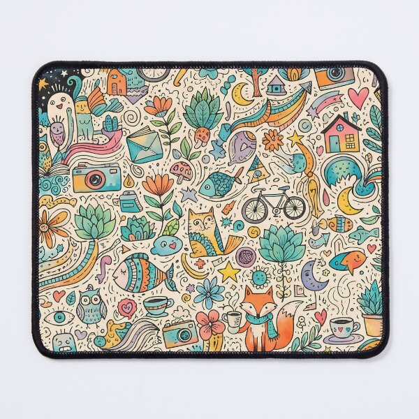 Item preview, 2 Whimsical Colorful Cute Doodle Character Seamless Pattern designed and sold by ART ATTACK ZONE.