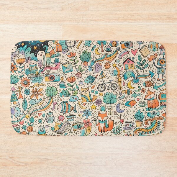 Item preview, 2 Whimsical Colorful Cute Doodle Character Seamless Pattern designed and sold by ART ATTACK ZONE.