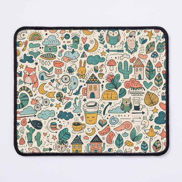Item preview, 3 Whimsical Colorful Cute Doodle Character Seamless Pattern designed and sold by ART ATTACK ZONE.