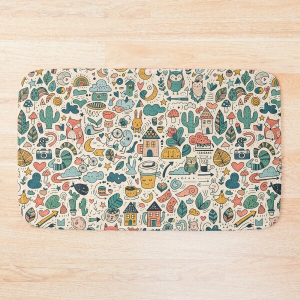 Item preview, 3 Whimsical Colorful Cute Doodle Character Seamless Pattern designed and sold by ART ATTACK ZONE.