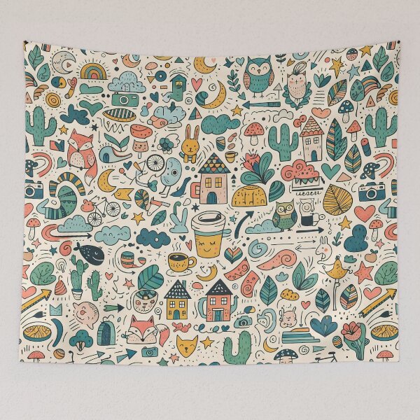 Item preview, 3 Whimsical Colorful Cute Doodle Character Seamless Pattern designed and sold by ART ATTACK ZONE.