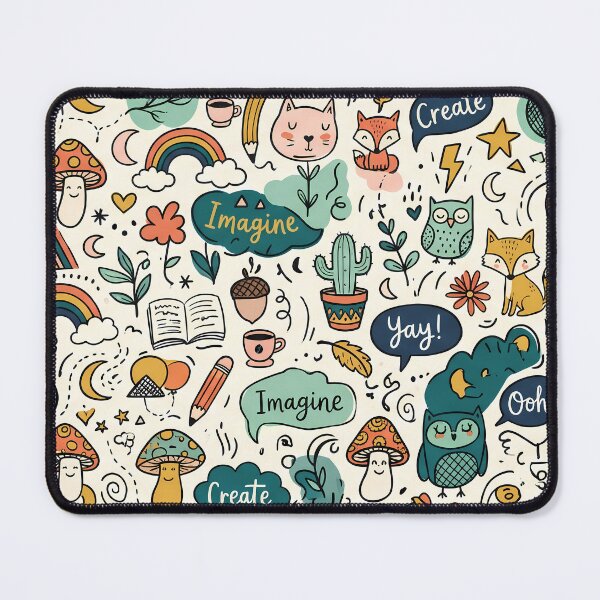 Item preview, 4 Whimsical Colorful Cute Doodle Character Seamless Pattern designed and sold by ART ATTACK ZONE.