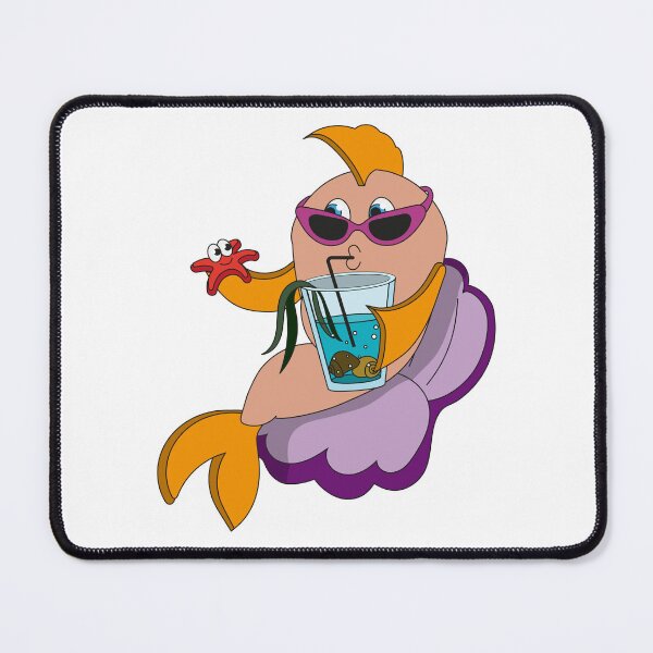 Item preview, Funny Fish on Vacation Drinking Cocktail in a Seashell designed and sold by AnnaDesertArt.