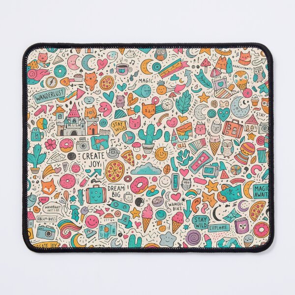 Item preview, 5 Whimsical Colorful Cute Doodle Character Seamless Pattern designed and sold by ART ATTACK ZONE.