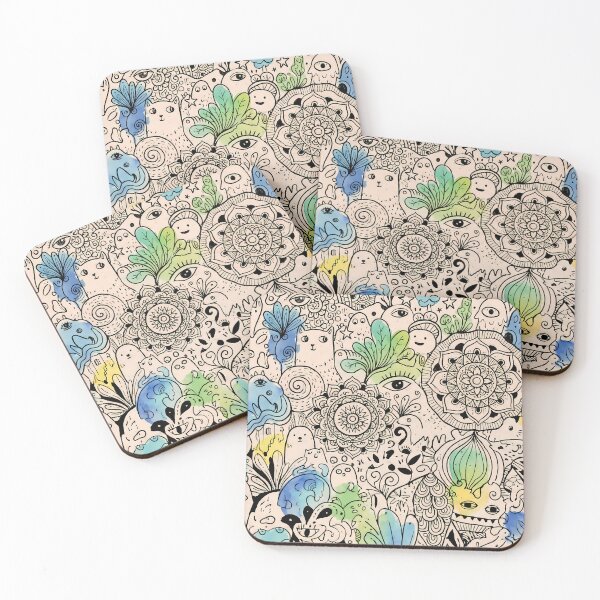 Item preview, 6 Whimsical Colorful Cute Doodle Character Seamless Pattern designed and sold by ART ATTACK ZONE.