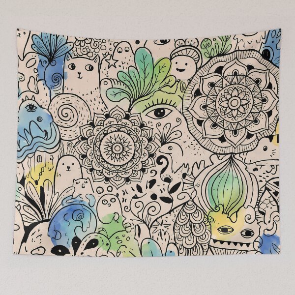Item preview, 6 Whimsical Colorful Cute Doodle Character Seamless Pattern designed and sold by ART ATTACK ZONE.