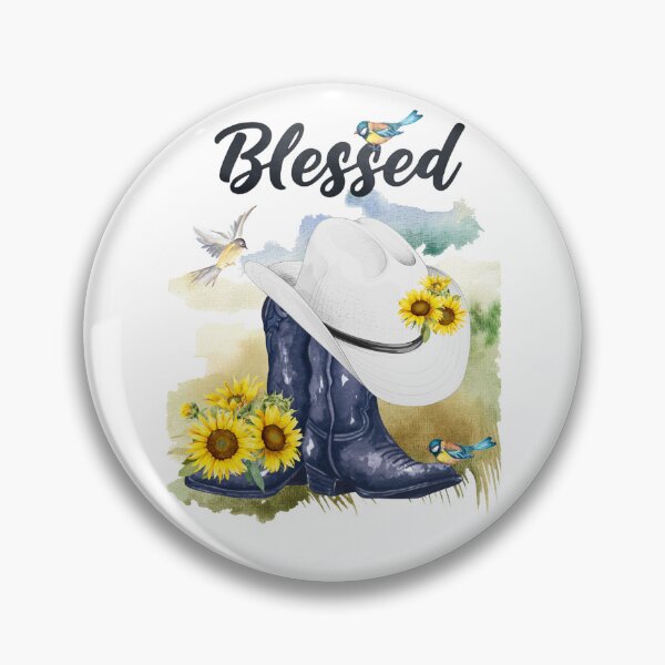 Item preview, Blessed with Cowboy Boots/Hat, Sunflowers, Birds & Meadow Background designed and sold by JeweledDesigns.