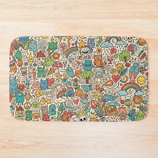 Item preview, 7 Whimsical Colorful Cute Doodle Character Seamless Pattern designed and sold by ART ATTACK ZONE.