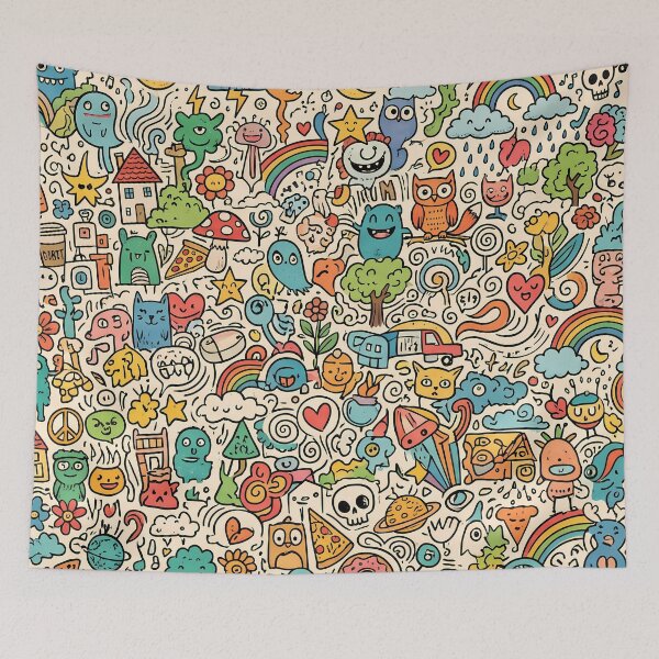 Item preview, 7 Whimsical Colorful Cute Doodle Character Seamless Pattern designed and sold by ART ATTACK ZONE.