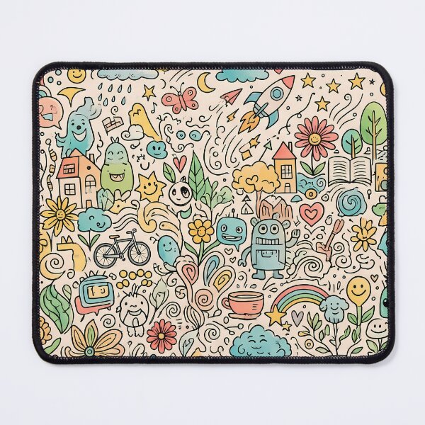 Item preview, 8 Whimsical Colorful Cute Doodle Character Seamless Pattern designed and sold by ART ATTACK ZONE.