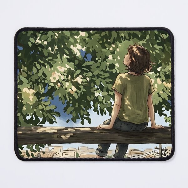 Item preview, Girl Under Tree Canopy – Anime Rooftop Art designed and sold by RkskArt.