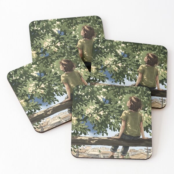 Item preview, Girl Under Tree Canopy – Anime Rooftop Art designed and sold by RkskArt.