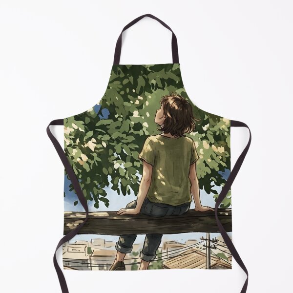 Item preview, Girl Under Tree Canopy – Anime Rooftop Art designed and sold by RkskArt.
