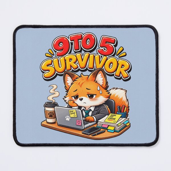 Item preview, 9 To 5 Survivor Cute Tired Fox Office Worker designed and sold by WearTheVibe Store.