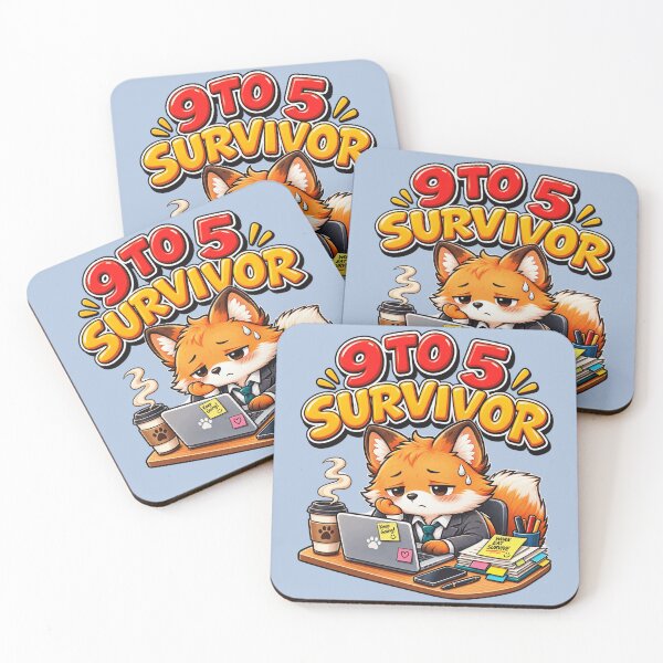 Item preview, 9 To 5 Survivor Cute Tired Fox Office Worker designed and sold by WearTheVibe Store.