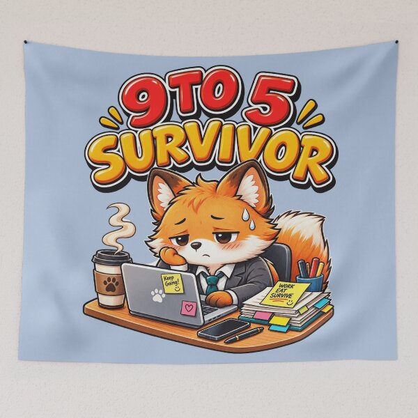 Item preview, 9 To 5 Survivor Cute Tired Fox Office Worker designed and sold by WearTheVibe Store.