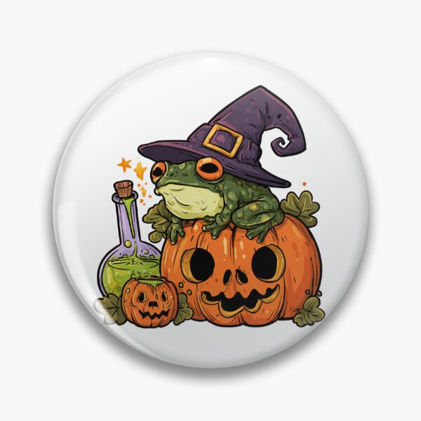 Item preview, Witchy Halloween Frog - Cute Frog on Pumpkin with Magic Potions designed and sold by AceEye.