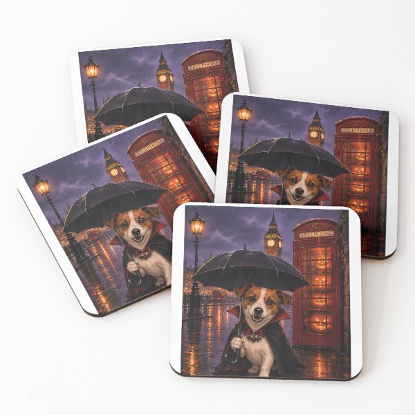 Item preview, Jack Russell dressed as a vampire in the rain with a black umbrella designed and sold by Nomad-Paws.